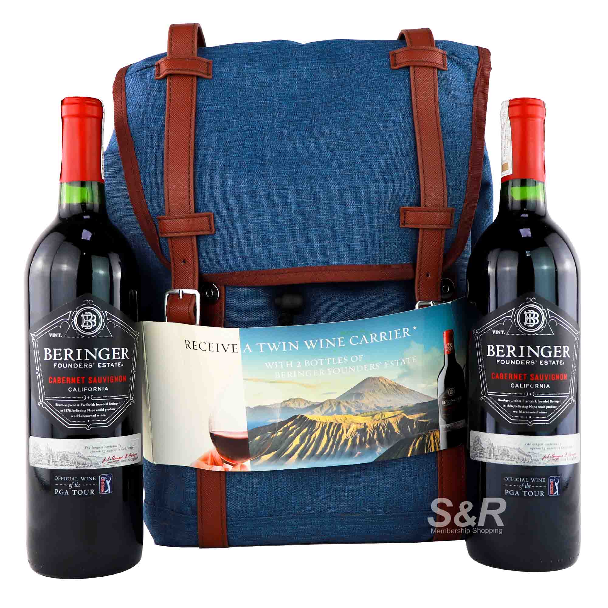 Beringer Founders' Estate Cabernet Sauvignon 2 bottles and Twin Wine Carrier Beringer Founders' Estate Cabernet Sauvignon 2 bottles and Twin Wine Carrier